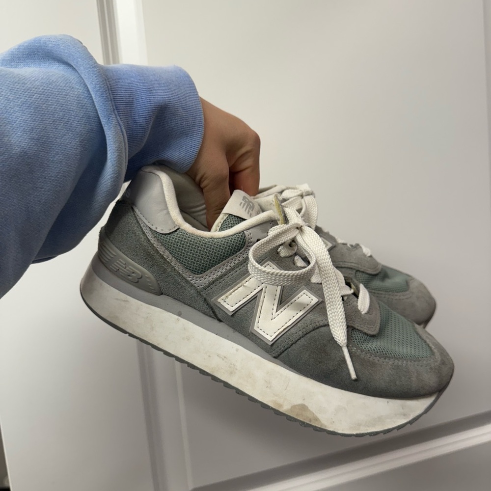 New Balance Green and White Sneakers
